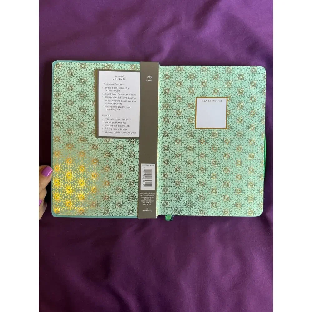 Hallmark Dot Grid Journal – “My Happy Place”Blue Hardcover –Gold Accents –Unused